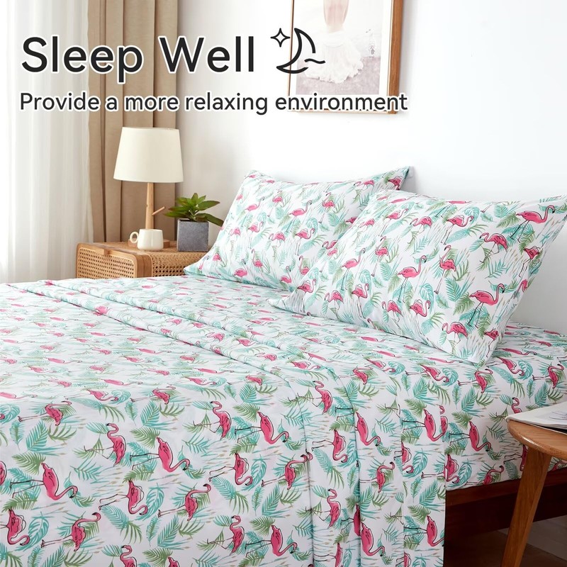 SIGF 4 Pieces Queen Microfiber Sheets Set, Breathable and Soft