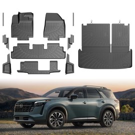 Mixsuper - Alfombrilla de piso y forro de carga para Nissan Pathfinder 2022-2026 8 asientos, tapete TPE para todo tipo de clima con respaldo y protectores de umbral de puerta, accesorios Pathfinder