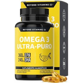 Omega 3 Premium 1000mg Certificado IFOS | Aceite de Pescado como TG | Alta Pureza y Concentración con Certificados Internacionales | Suplemento Alimenticio Beyond Vitamins - 60 cápsulas