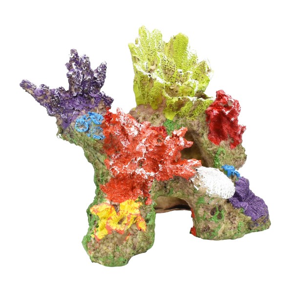 Anni Aquarium Ornament Lair Tropical Fish Decor Figurine Nostalgia Ruins Undersea City Ruins Temple Resin Multicolor (Coral)