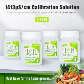 GIDIGI 1413μS/cm Calibration Solution, 4 * 50ML TDS EC Salinity Tester Calibration Solution for TDS Meter EC Meter, Calibrate The Accuracy and Precision of Chemical Monitoring Instruments