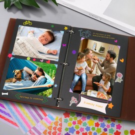 ZEEYUAN Fotoalbum Scrapbooking 60 Schwarze Seiten Leder Fotobuch zum Einkleben als Geschenk für Frauen Männer Freundin Freunde