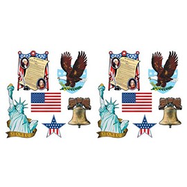 Beistle Patriotic Cutouts, 12 Piece, 8"-18", Multicolored