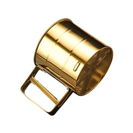 Cabilock Flour Sieve Stainless Steel Baking Flour Shaker Hand Flour Sieve Cup Flour Sieve Fine Mesh Sieve Baking Sieve Flour Sieve Cup Ground Coffee Golden