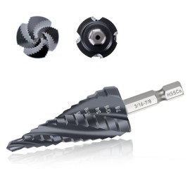 M35 Four Spiral Flute Cobalt Step Drill Bit, 3/16" - 7/8"(12 Step Size) Impact Ready Unibit Step Drill Bit, 1/4" Hex Shank Step Bit for Metal, Stainless Steel, Aluminum, Plastic