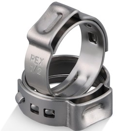 OURU 150 Pack 1/2 Inch Pex Clamps,304 Stainless Steel Pex Cinch Clamps Stepless Pex Crimp Rings PEX fittings Pinch Clamps,Single Ear Hose Clamps for Pex Tubing Pipe