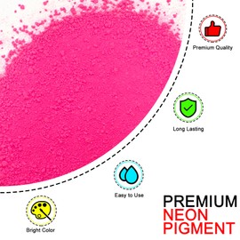 Matio Neon Pigment Powder, 1.8oz/ 50g Neon Pink Highly Fluorescent Nail Powder Iridescent Mica Powder for Epoxy Resin, Soap Making, Candle Dye, Bath Bomb, Nails, Tumblers, Slime, Painting, DIY Crafts