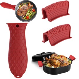 3 Piezas Agarraderas para Cocina, Mango para Sarten,Adecuado para La Mayoría De Las Manijas De Utensilios De Cocina para Proteger Sus Manos De Las Quemaduras De Alta Temperatura(Rojo)