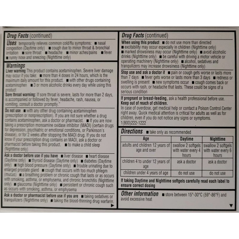 ValueHealth COMBO PACK DAYTIME NIGHTTIME MULTI-SYMPTOM Cold Flu Relief 12