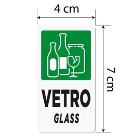 12 Stickers for Waste Separation | Labels in Italian and English for Waste Bin | Format 4 x 7 cm