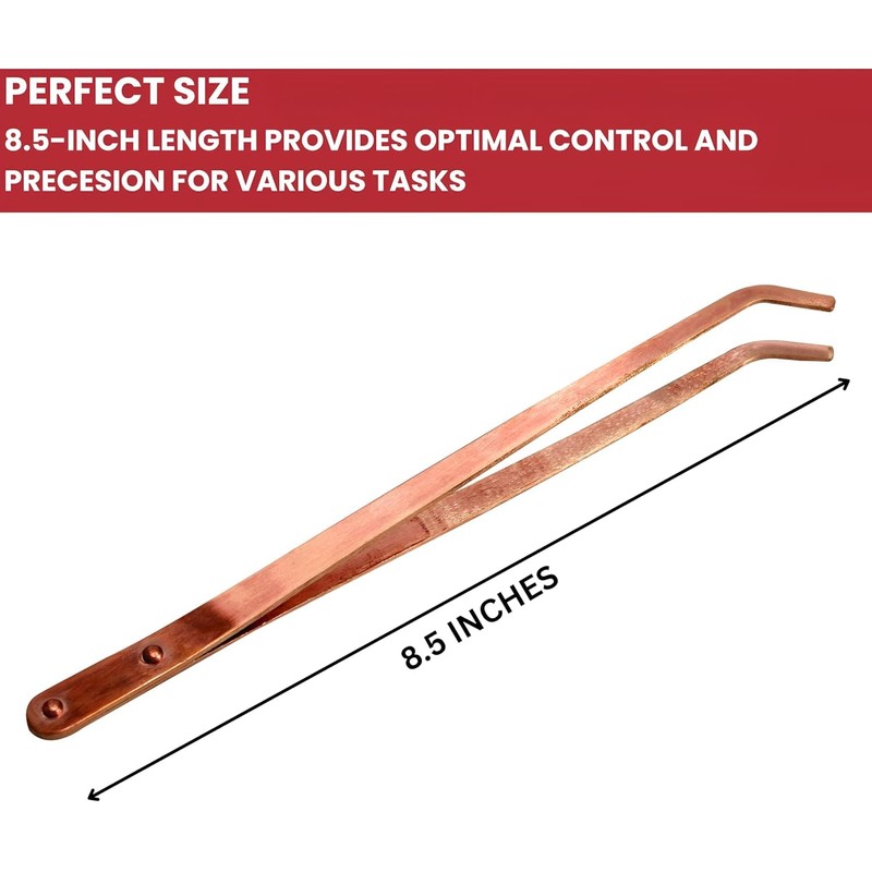 Copper Tongs 8.5 inches Curved Tip Ideal for Jewelry Making