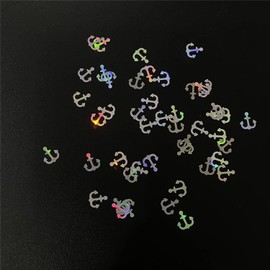 10 Grams/Pack - Sliver Boat Anchor Shape Holographic Glitter Sequins for Resin DIY Making Art Craft Nail Makeup Decoration Accessories LB100