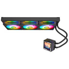 Iceberg Legend 360 Ultra-Performance Gaming PC aRGB Liquid Cooling with a Full LCD Screen, a Water Cooler for CPU Intel or AMD with 360mm Radiator, and Three RGB 120mm Fans (Black)