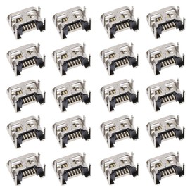 bnafes 20PCS Micro USB Female Socket Connector Jack Port, 5-Pin DIP 180 Degree, Repair Replacement Adapter