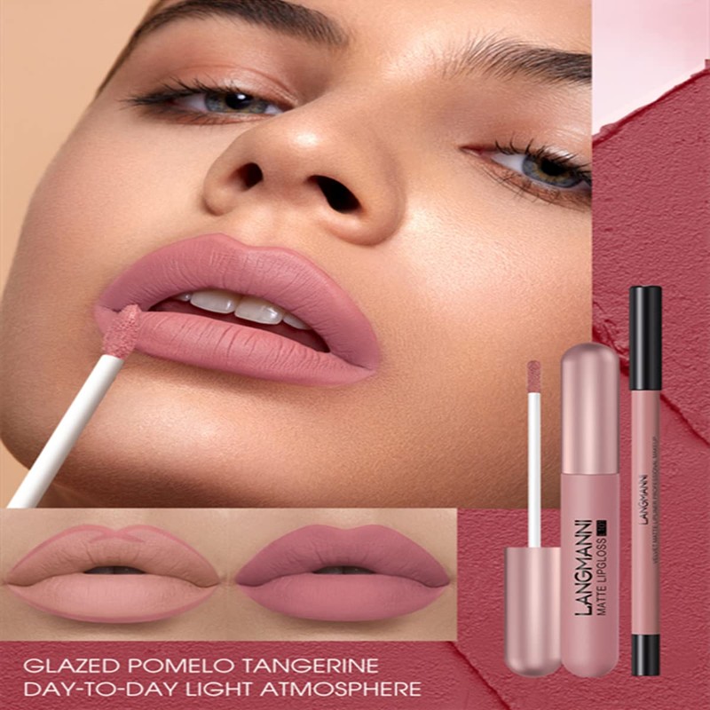 12Pcs Lip Liner and Lipstick Set, 6 Velvety Matte Liquid