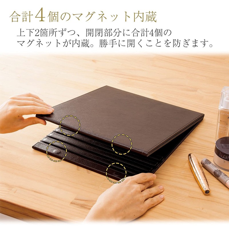 コモライフ 折立鏡ミラー 角度調整調節可能 卓上 鏡 A4 サイズ ミラー ヘアメイク ヘアアレンジ