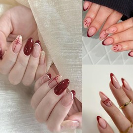 Bow Nail Stickers for Nail Art | Red and Black Bows Embossed Nail Art Stickers | 3D Embossed Nail Decals Self-Adhesive | Stickers for DIY Nails Art Decoration