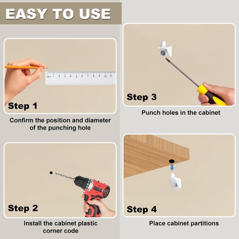 YAANBUNB Pack of 30 Plastic White Shelf Support 5 mm