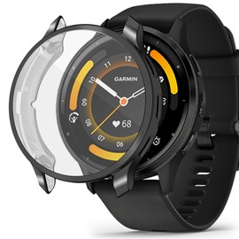 Compatible with Garmin Venu 3S 41mm /Garmin Venu 3 45mm Waterproof Protective Case Soft TPU Plated All Around Scratch-Proof Screen Protector Cover (45mm, 3black)