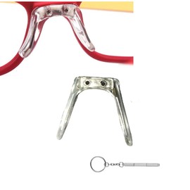 Child Eyeglass Saddle Bridge Gold Nose Pads Nose Piece Sunglasses Nose Pads Silicone U-Shape Metal Core and 3-in-1 Screwdriver for Glass Reading Glasses (Silver)