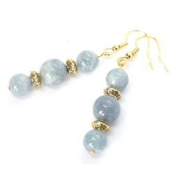 Thurcolas chic and classic style dangling earrings in blue quartz and golden stainless steel