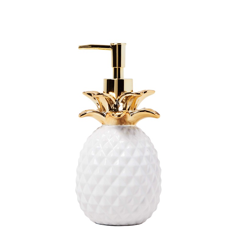 SKL Home Gilded Pineapple Ceramic Soap/Lotion Dispenser, 14 Oz. Capacity,