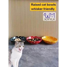 XJYYLX Ceramic Mushroom Basic Cat Bowl, Cute Cat Bowls Whisker Friendly, Basic Dog Dish for Food and Water, 6" Wide for Adult Cats, Small Dog, Yellow