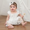 Newborn Baby Girl Romper Dress Flower Embroidered Puff Sleeve Tulle