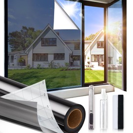 One Way Privacy Window Film,Sun Blocking Window Film with 3 Tools, Heat & UV Blocking Window Tint Film for Home, Easy Install DIY Office Window Covering See Out Not in (45.2 x 157.5 Inch, Black)
