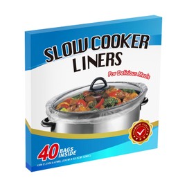 FASOZUKA Slow Cooker Liners 40×Cooking Bags Extra Large Size Disposable Pot Liners, Fit 3QT to 8QT for Slow Cooker Cooking Trays Suitable for Oval & Round Pots 13"x 21", 40 Liners (40)