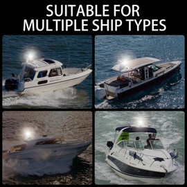 LED Boat Navigation Light, 360 Degree All Round Marine Anchor Light, Waterproof, Aluminum Pole, Easy Install for Boats Yacht Pontoon DC10-30V (Fixed Base, 4 Inchs)