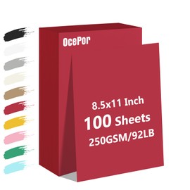 100 Sheets Red Cardstock Paper, Colored Printer Paper 8.5 x 11, Thick Construction Paper for Cards Making, Scrapbook，Office Printing, Invitations, Certificates，DIY Crafting 92 lb/250gsm