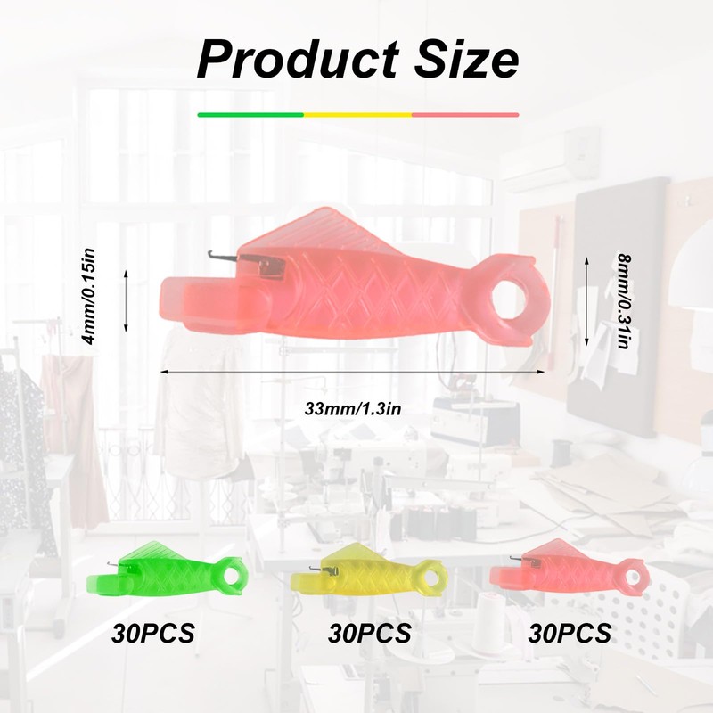 90 Pcs Automatic Needle Threaders for Sewing Machine, Fish Mouth