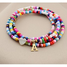 MyfavoriteK Colorful Beaded Glasses Holder with Initial Trendy Eyeglasses Chain for Girls & Women Sunglasses Reading Glasses Lanyard (a)