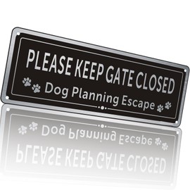 Please Keep Gate Closed Sign, Black and White Laser Engraving, Outdoor Gate Rust Weatherproof for Fence Door, Beware of the Dog Sign Warning Tin Signs