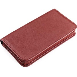 Case"Pan" red Empty Genuine Leather. to fit with Nail Scissors, Files, tweezer, etc.