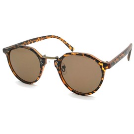 [SPEED ADDICT] METAL BRIDGE CROWN PANTO BOSTON SUNGLASS（メタルブリッジクラウンパントボストンサングラス）艶消しべっ甲/GOLD × BROWN
