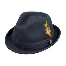 Bigalli Roma Stingy Trilby Hat for Men Women 100% Fine Wool Felt Fedora Crushable Teardrop | Color Black Size S | Grosgrain Ribbon | Water Repellent Hand Made in Ecuador | Fedora Hats for Men