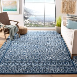 Safavieh Tulum Collection TUL264N Moroccan Boho Distressed Area Rug, 6' x 9', Navy / Ivory