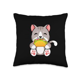 Mens Womens Cute Taco Cat Kitty Kitten Food Gifts Taco Cat Kitten Gift for Foodie Men Women Kids Boys Girls Throw Pillow, 16x16, Multicolor