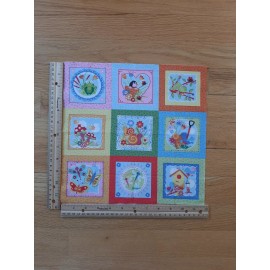 Makower Bugs Label Makower Frogs Snails Bees  Cotton Quilt Fabric Panel Blocks (9)