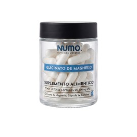 NUMO  Glicinato de Magnesio  Alta Absorción  Relajación Y Bienestar Diario  Apoyo Al Descanso Y Antiestrés  60 Cápsulas                               