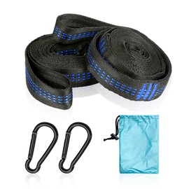Pack of 2 Hammock Hanging Straps, 2 Pieces Carabiners, Outdoor Hanging Accessories, Rope Attachments, Swing Set Accessories, 400 kg Load Capacity, Suitable for Camping (Blue)