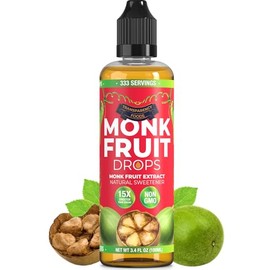 Extracto de fruta de monje (6 gotas = 1 cucharadita de azúcar) cero calorías, sin OMG, sin rellenos - Edulcorante líquido de fruta de monje sin eritritol por Transparency Foods NEW FORMULA (3.4 onzas