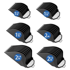 Clipper Guards Cutting Guides with Metal Clip for Wahl Hair Clippers, Hair Clipper Guards 6 Lengths 1.25"/1.5"/1.75"/2"/2.25"/2.5", Fits Most Full Size Wahl Clippers (10 12 14 16 18 20, Black)