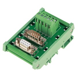 DB9-MG6 DIN Rail Mount Interface Module Male / Female Connector Breakout Board
