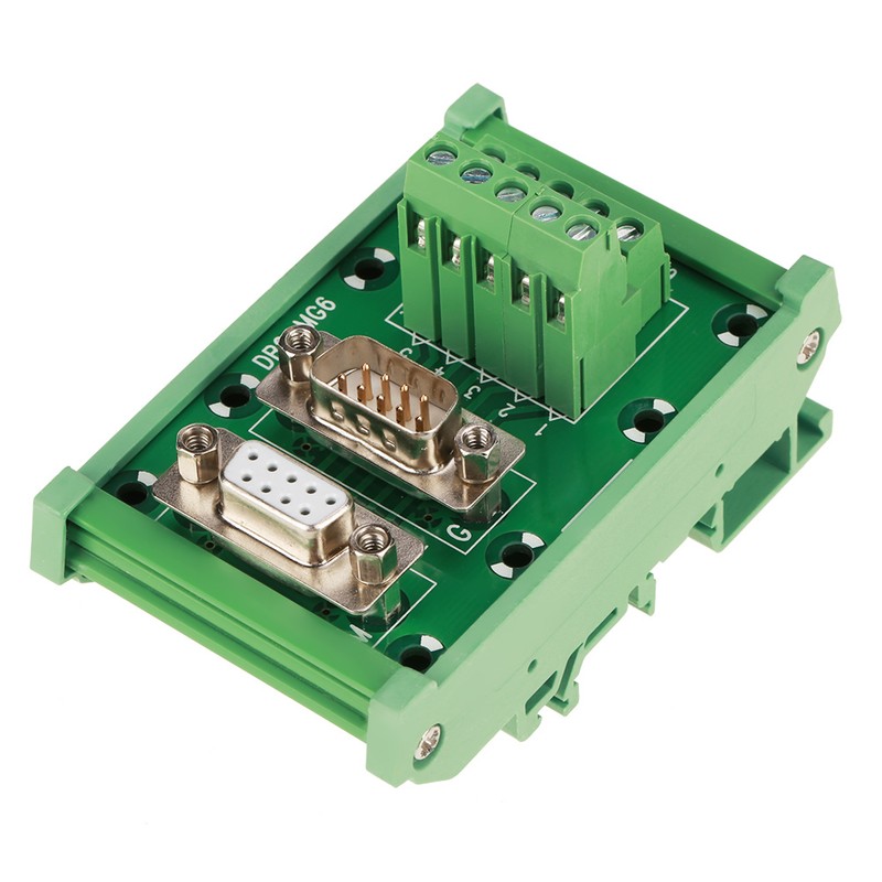 DB9-MG6 DIN Rail Mount Interface Module Male / Female Connector