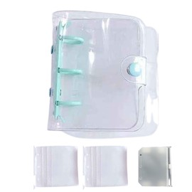 Micolora Seal Pad, Transparent, 3-Hole Binder, Transparent, Mini Sticker Pad, For Girls, Removable, Storage Bag Included, 10 Refills, Pink
