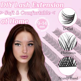 SLSXNL Lash Clusters Natural Wispy 9-14MM D Curl Eyelash Clusters Soft Cluster Lashes False Eyelashes 9mm 10mm 12mm 14mm 120pcs Lashes Clusters