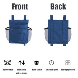 LEISUIT Hanging Storage Bag Bedside Storage Caddy，Magazine Storage，Bedside Storage，Bunk Bed Organizer For College Dorm Room,Bedside Organizer，7 pockets，Blue (L)